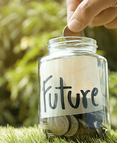 saving money in a jar for the future